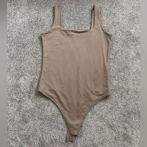Taupe Square Neck Bodysuit